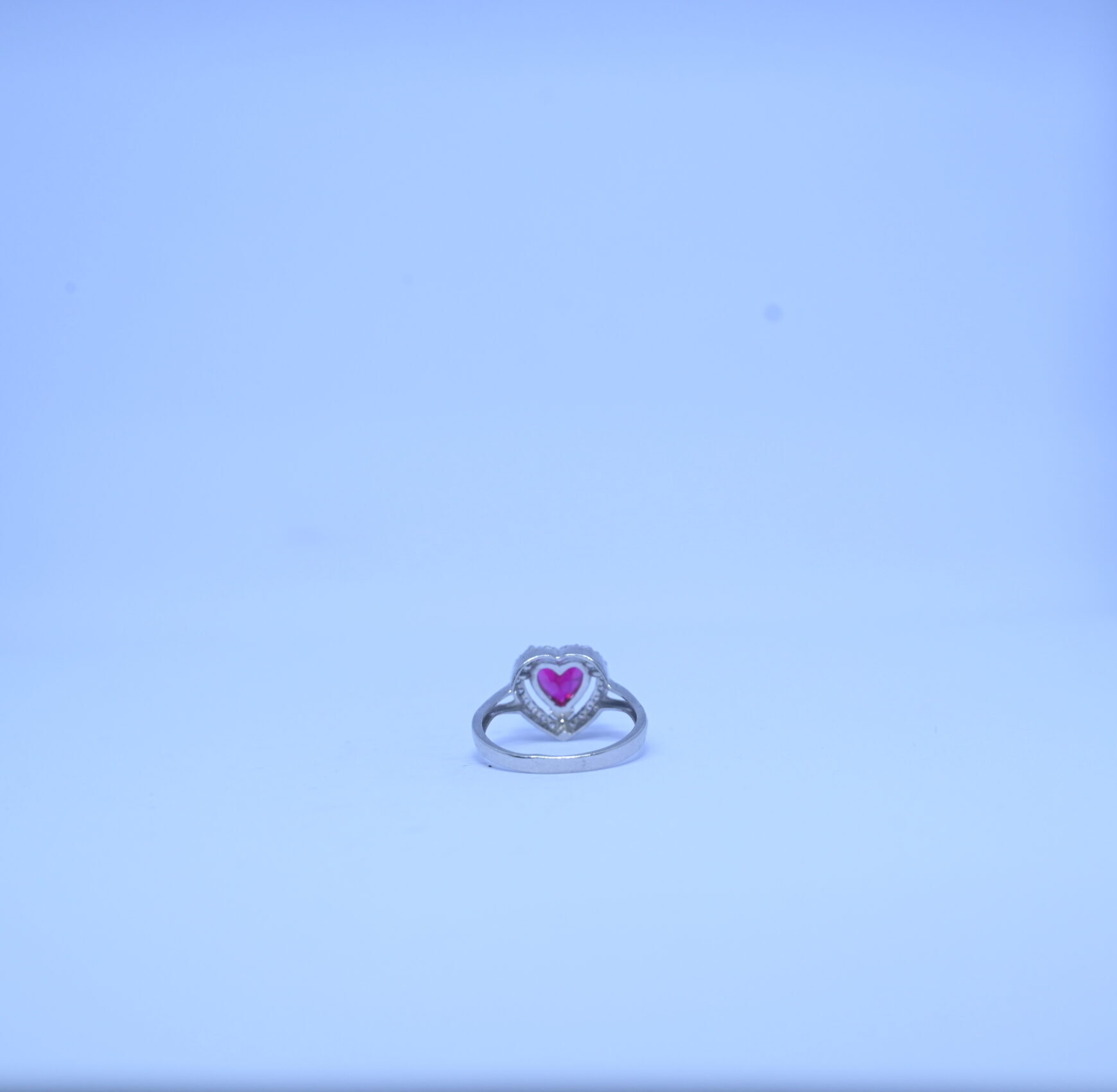 Heart-Shaped Red Gemstone Halo Ring – Sterling Silver Romantic Jewelry - Image 2