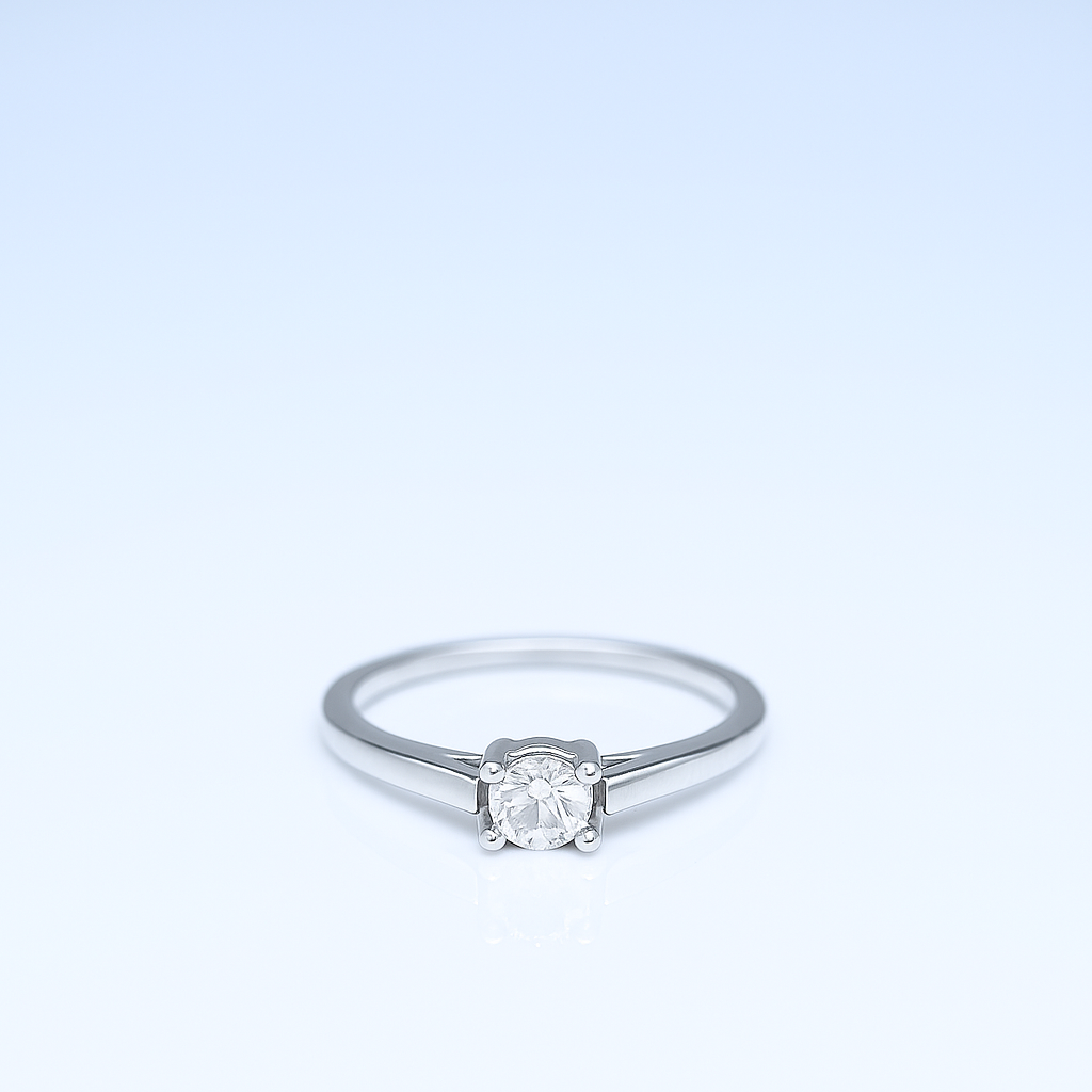 Sterling Silver Classic Solitaire Ring with Round-Cut Cubic Zirconia