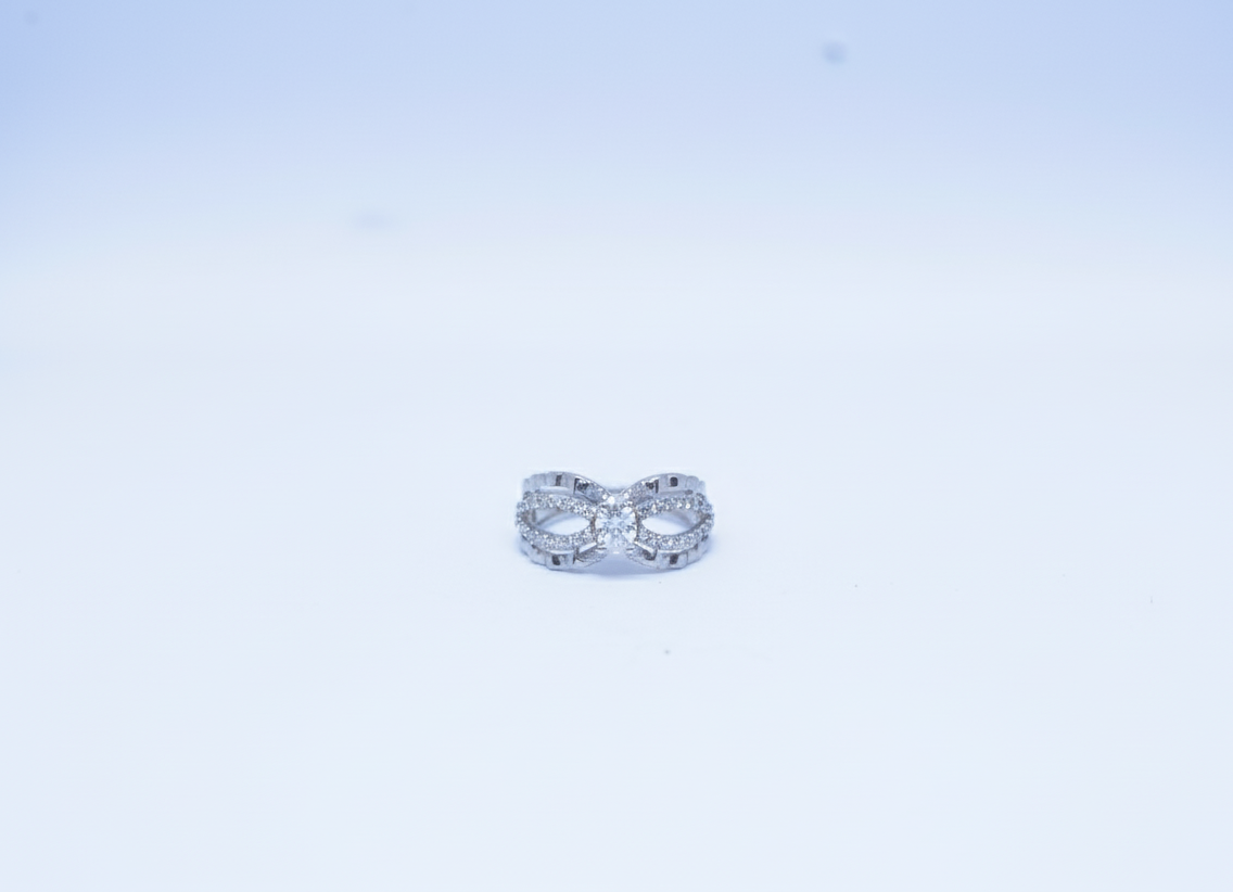 Infinity Design Women’s Ring with Sparkling Stones – Silver-Tone Finish