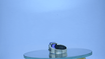 Antique Silver Ring with Rectangular Purple Stone – Stylish Vintage Design - Image 3