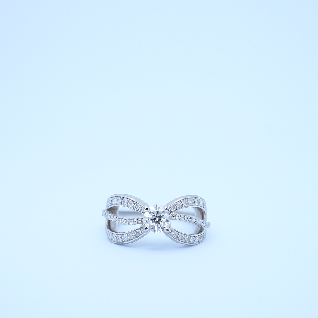 Women’s Sterling Silver Infinity Bow Ring with Cubic Zirconia